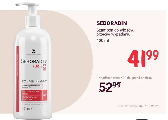 Szampon do włosów przeciw wypadaniu Seboradin Forte+ promocja w Rossmann