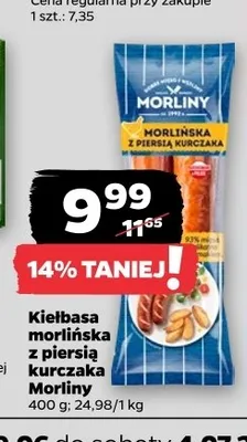 Kiełbasa morlińska z piersią kurczaka Morliny promocja w Netto