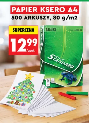 Papier ksero A4 500 arkuszy 80 g/m2 High Standard promocja w Biedronka