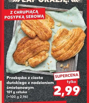 Przekąska z ciasta duńskiego z nadzieniem śmietankowym promocja w Kaufland