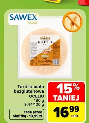 Tortilla biała bezglutenowa Ocelio promocja w Carrefour