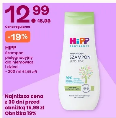 Szampon pielęgnacyjny HiPP Babysanft Sensitive dla niemowląt i dzieci promocja w Frisco