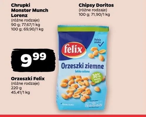 Orzeszki ziemne lekko solone Felix promocja w Netto