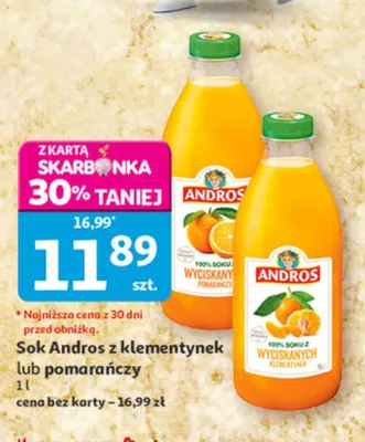 Sok Andros z klementynek promocja w Auchan