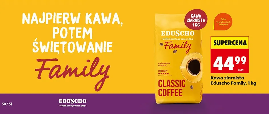 Kawa ziarnista Family promocja w Biedronka