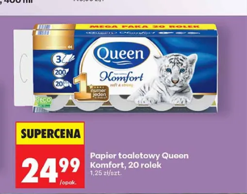 Papier toaletowy Queen Komfort promocja w Biedronka