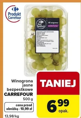 Winogrona jasne bezpestkowe Carrefour promocja w Carrefour Express