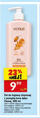 Żel do higieny intymnej z pompką kora dębu Venus promocja w Twój Market