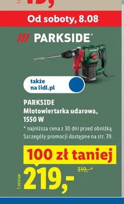 Młotowiertarka udarowa Parkside 1550W promocja w Lidl