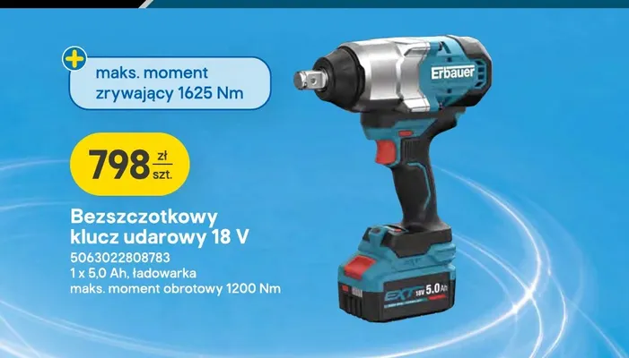 Bezszczotkowy klucz udarowy Erbauer promocja w Castorama