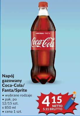 Napój gazowany Coca-Cola/Fanta/Sprite wybrane rodzaje promocja w Makro