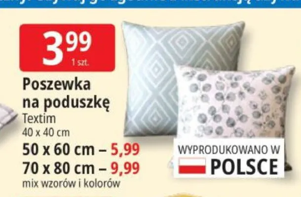 Poszewka na poduszkę Textim 40x40cm promocja w Leclerc
