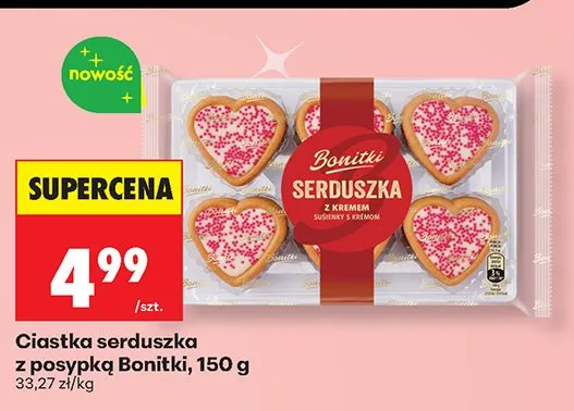 Ciastka serduszka z posypką Bonitki 150g promocja w Biedronka