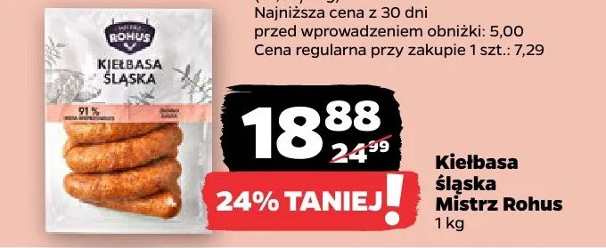 Kiełbasa śląska Mistrz Rohus promocja w Netto