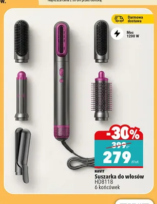 Suszarka do włosów HD8118 6 końcówek promocja w Biedronka