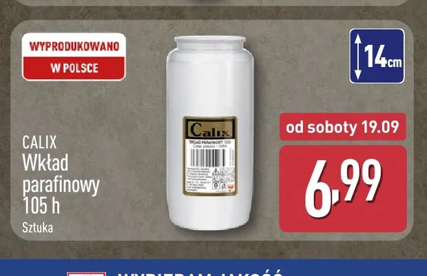 Wkład parafinowy 105 h Calix promocja w Aldi