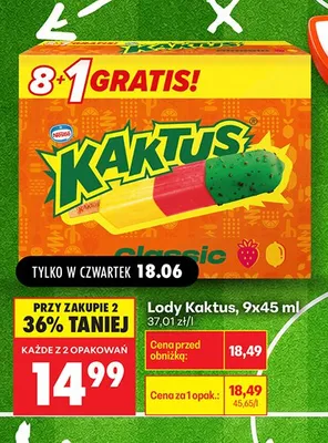 Lody Kaktus 9-pak promocja w Biedronka