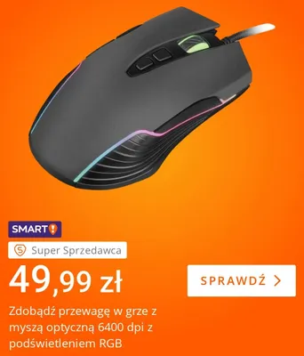 Mysz optyczna 6400 dpi z podświetleniem RGB promocja w Allegro