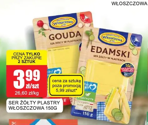 Ser żółty w plastrach Włoszczowa promocja w Bingo