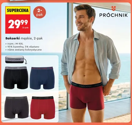 Bokserki męskie Próchnik 2-pak promocja w Biedronka