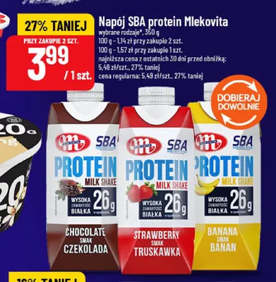 Napój proteinowy Mlekovita SBA Protein Czekolada promocja w POLOmarket