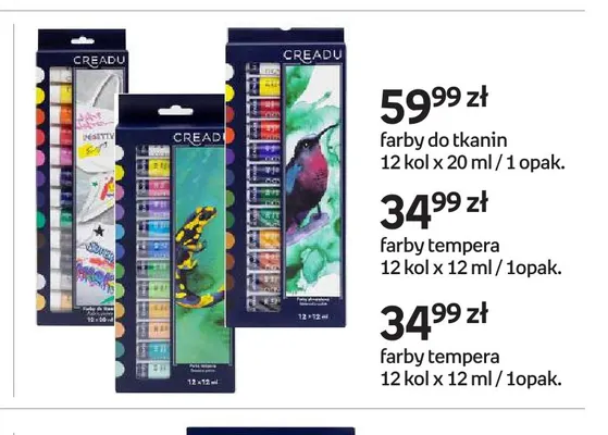 Farby do tkanin 12 kol. x 20 ml Creadu promocja w Empik