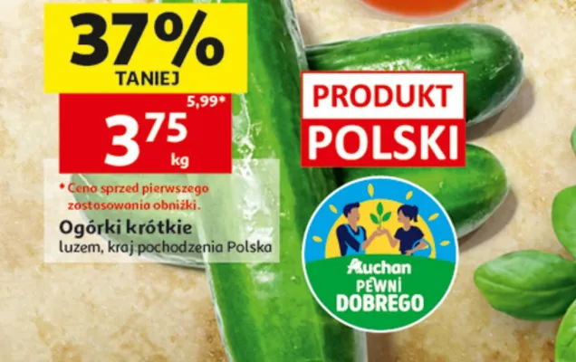 Ogórki krótkie Auchan Pewni Dobrego polskie promocja w Auchan
