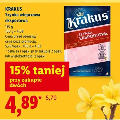Szynka wieprzowa eksportowa Krakus promocja w Lidl
