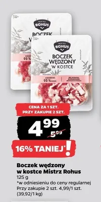 Boczek wędzony w kostce Mistrz Rohus promocja w Netto