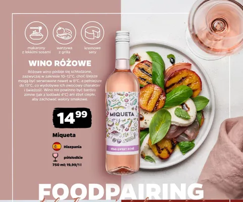 Wino różowe Miqueta półsłodkie Hiszpania promocja w Netto