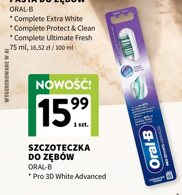 Szczoteczka do zębów Pro 3D White Advanced Oral-B promocja w Intermarche