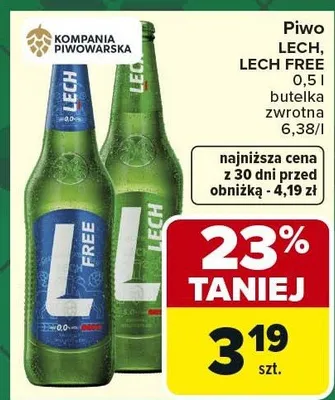 Piwo butelka zwrotna promocja w Carrefour Market