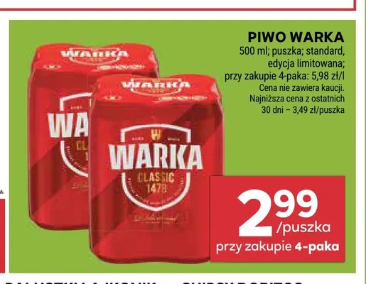 Piwo Warka edycja limitowana promocja w Stokrotka