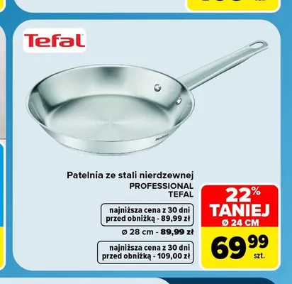 Patelnia ze stali nierdzewnej Tefal Professional ø 24 cm promocja w Carrefour