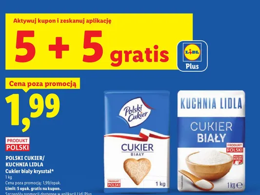 Cukier biały kryształ Polski Cukier promocja w Lidl