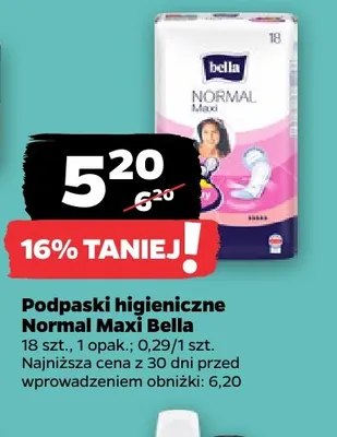 Podpaski higieniczne Normal Maxi Bella promocja w Netto
