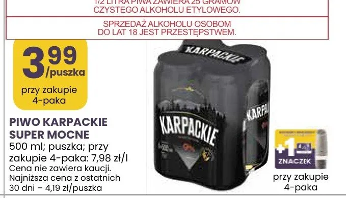 Piwo karpackie super mocne promocja w Stokrotka
