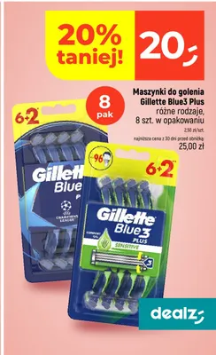 Maszynki do golenia Gillette Blue3 Plus Sensitive 8-pak promocja w Dealz