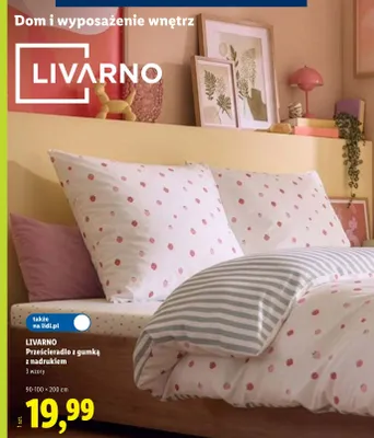 Prześcieradło z gumką z nadrukiem Livarno 90-100x200 cm promocja w Lidl