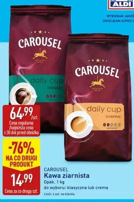 Kawa ziarnista Carousel daily cup classic promocja w Aldi