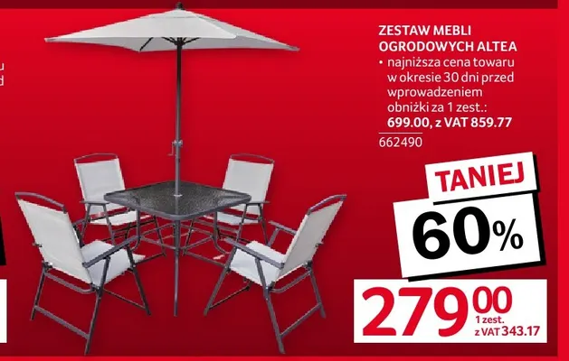 Zestaw mebli ogrodowych Altea promocja w Selgros