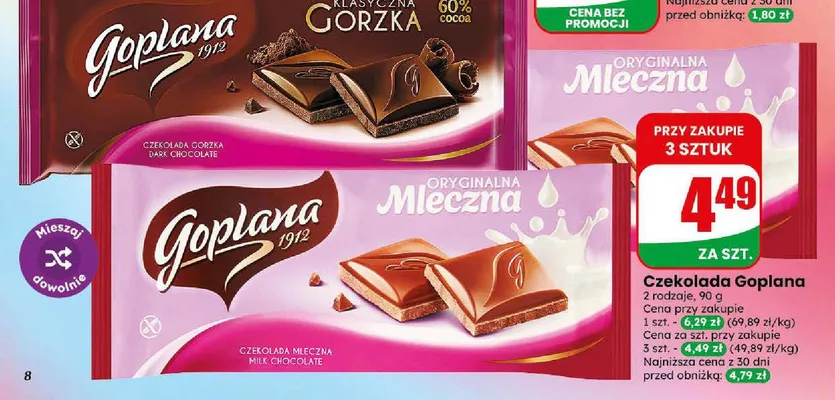 Czekolada mleczna Goplana Oryginalna promocja w Dino