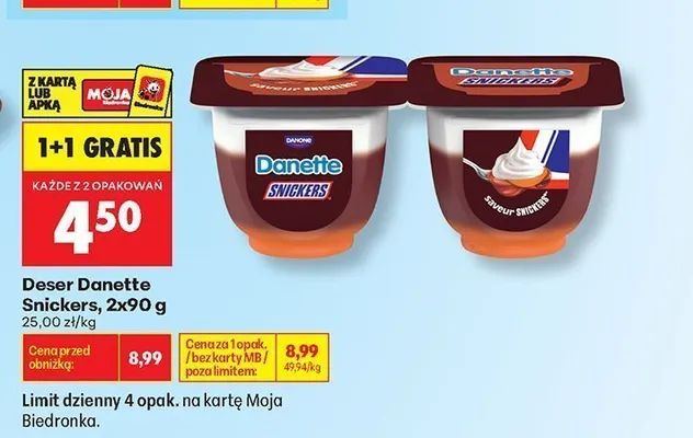 Deser Danette Snickers 2-pak promocja w Biedronka