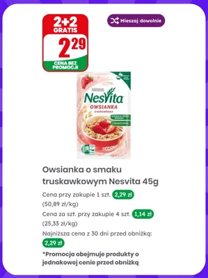 Owsianka o smaku truskawkowym Nesvita promocja w Dino