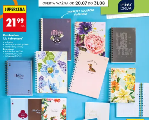 Kołozeszyt B5 Interdruk 160 kartek promocja w Biedronka