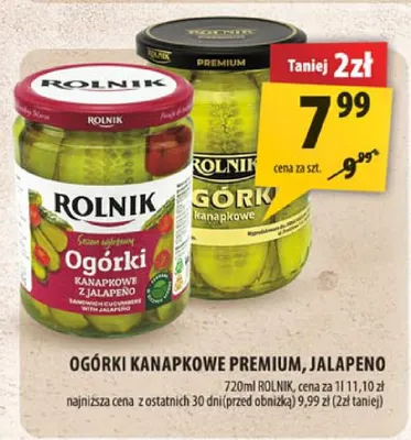 Ogórki kanapkowe premium Rolnik promocja w Arhelan