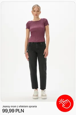 Jeansy mom z efektem sprania Cropp promocja w Cropp