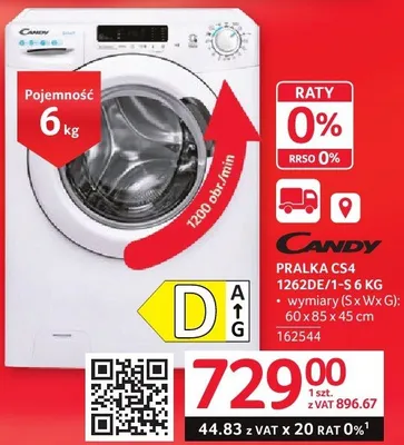 Pralka CANDY PRALKA CS4 1262DE/1-S 6 KG promocja w Selgros