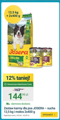Zestaw karmy dla psa JOSERA sucha 12,5 kg + mokra 2-pak 400 g promocja w ERLI