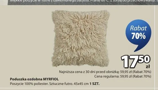 Poduszka ozdobna MYRFIOL 45x45cm promocja w Jysk